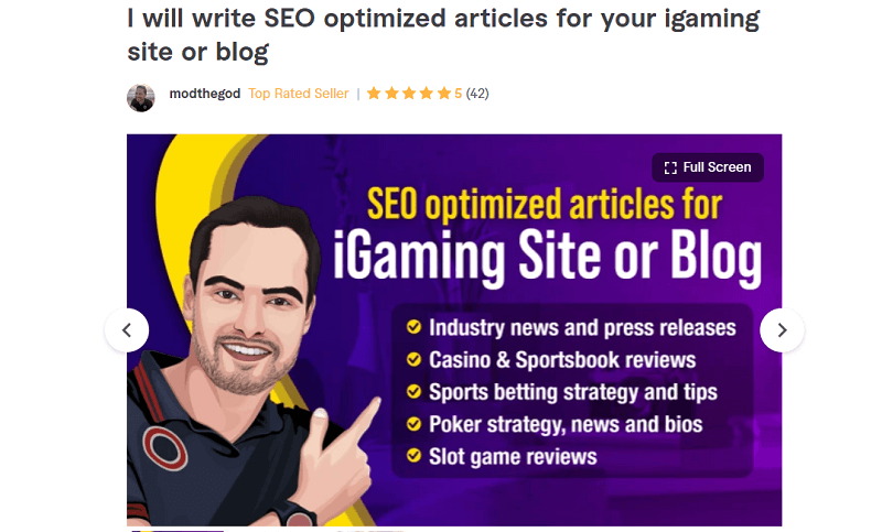 Dominic Field iGaming writer - top seller of sports betting, poker and casino content on Fiverr