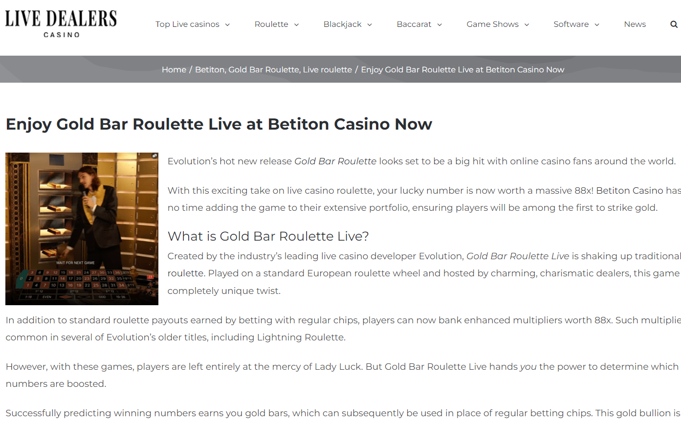 Enjoy Gold Bar Roulette Live - Dominic Field iGaming writer