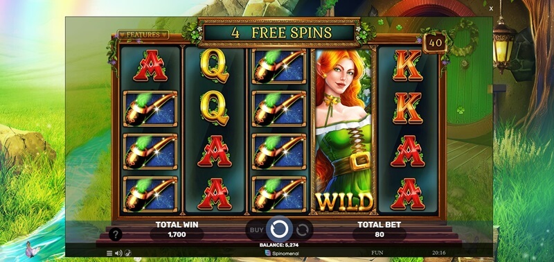 A stacked wild covers the entire fourth reel during the free spins bonus