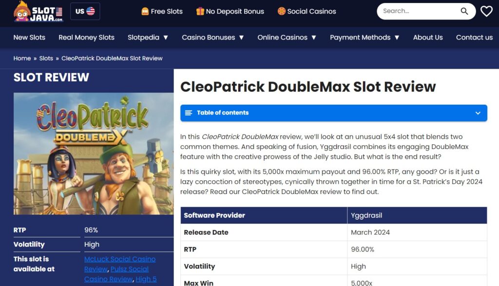 CleoPatrick DoubleMax Slot Review - Dominic Field iGaming writer