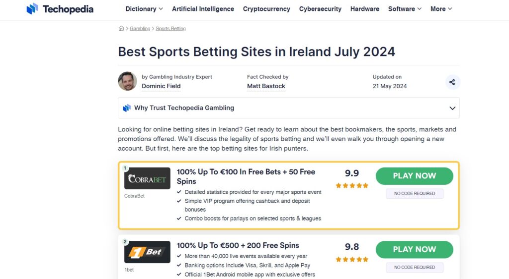 Best Sports Betting Sites in Ireland - Dominic Field iGaming writer