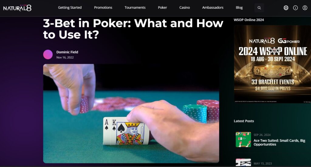 Dominic Field poker writer - what is a 3-bet and how do you use it