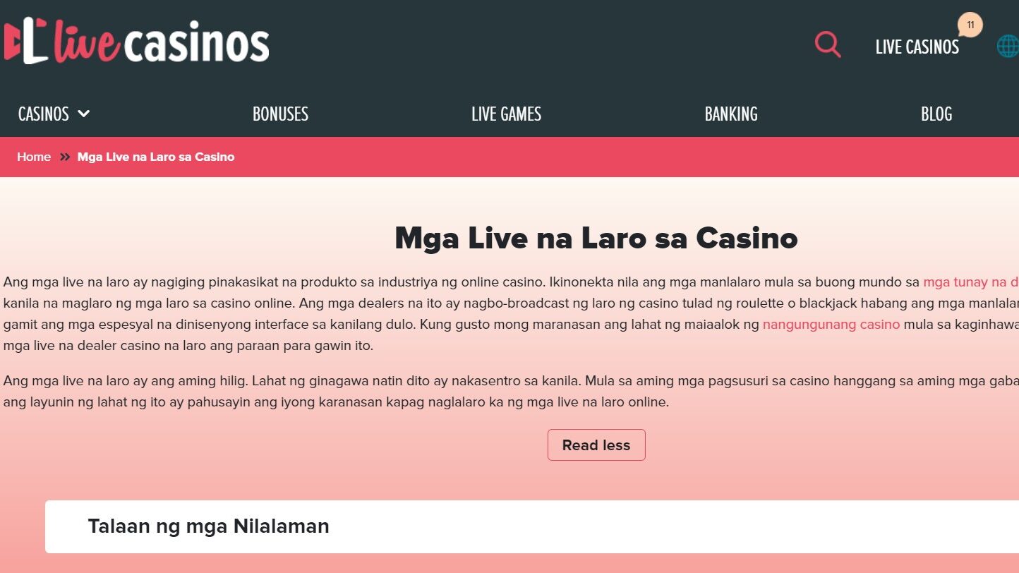 Dominic Field iGaming Writer - LiveCasinos.com English to Tagalog (Filipino) translation - Live Casinos