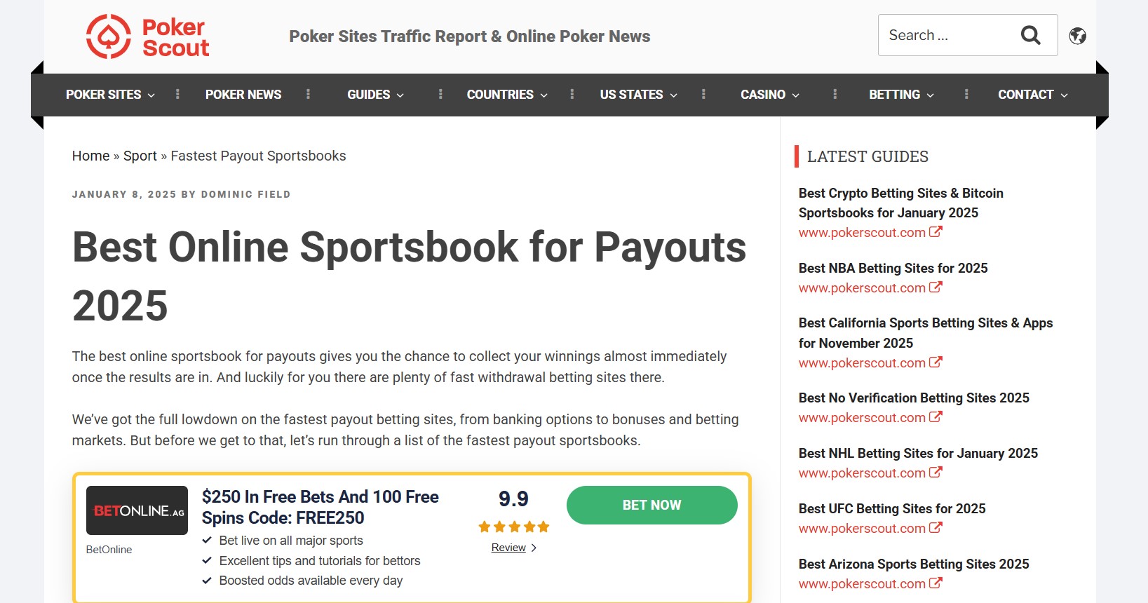 Best Online Sportsbook for Payouts - Dominic Field iGaming writer