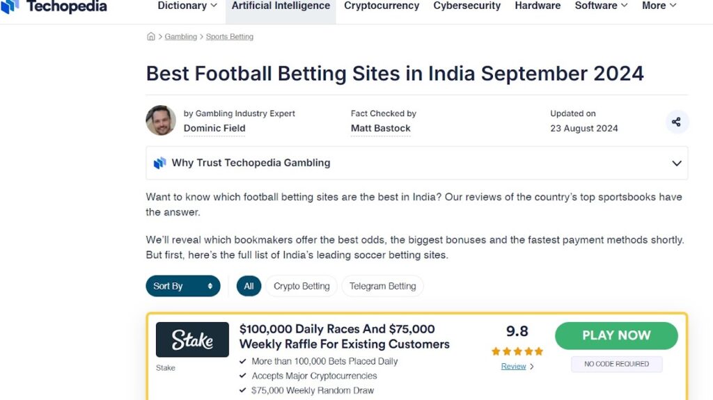 Best Football Betting Sites in India - Dominic Field iGaming writer